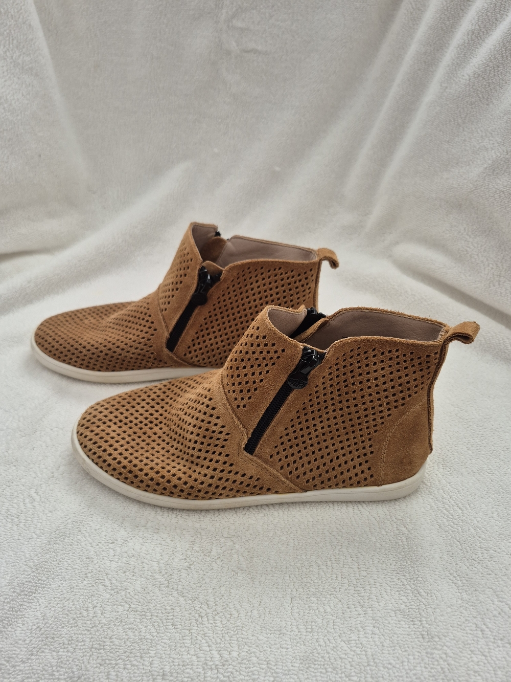 Monkey Feet Suede Ankle Boots in Cognac Size 37 Equals Womens Size 6.5